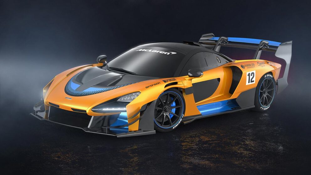 McLaren Senna GTR front 3/4 angle in studio background