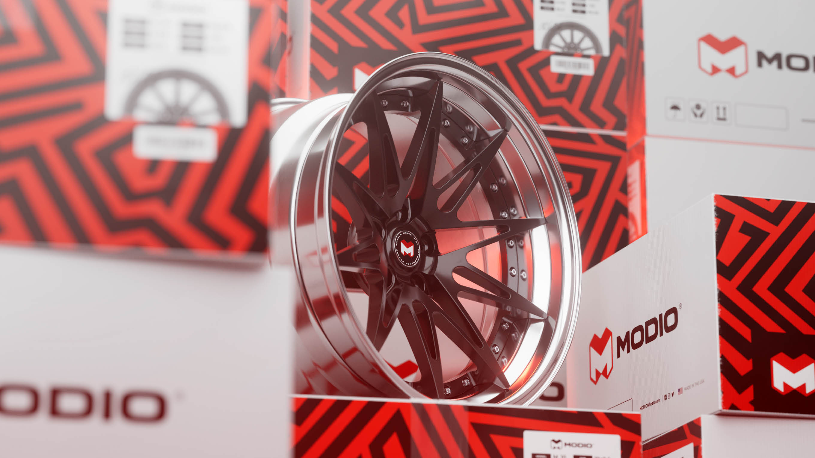 MODIO wheel clay model wireframe overlay